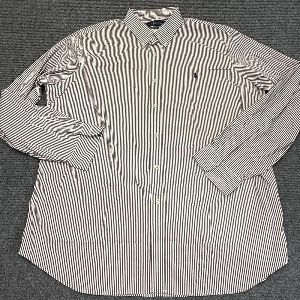 Ralph Lauren Dress Shirt Mens 2XL Red Classic Fit Performance Long Sleeve